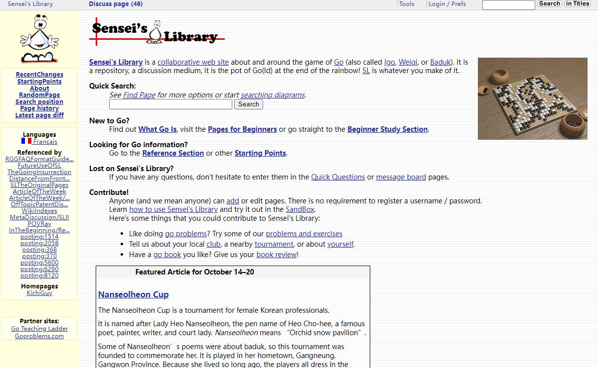 Front Page at Sensei's Library