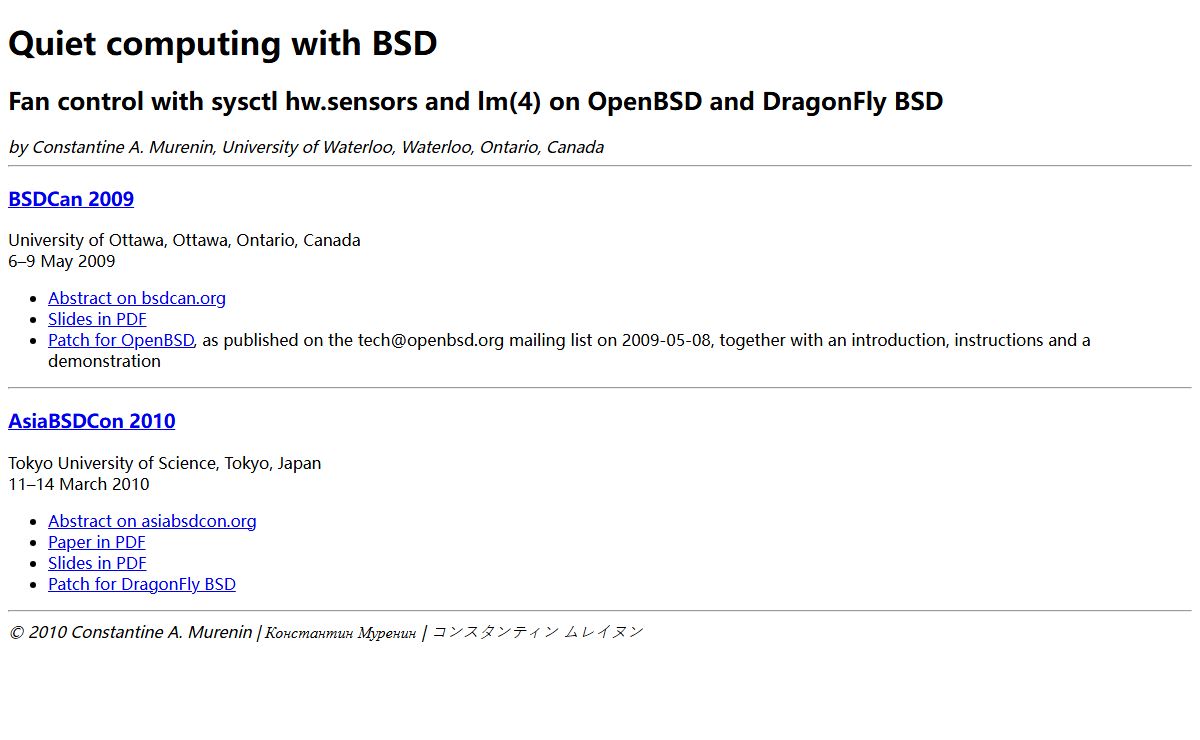 Quiet Computing with BSD: Fan Control with sysctl hw.sensors and lm(4) on OpenBSD and DragonFly BSD