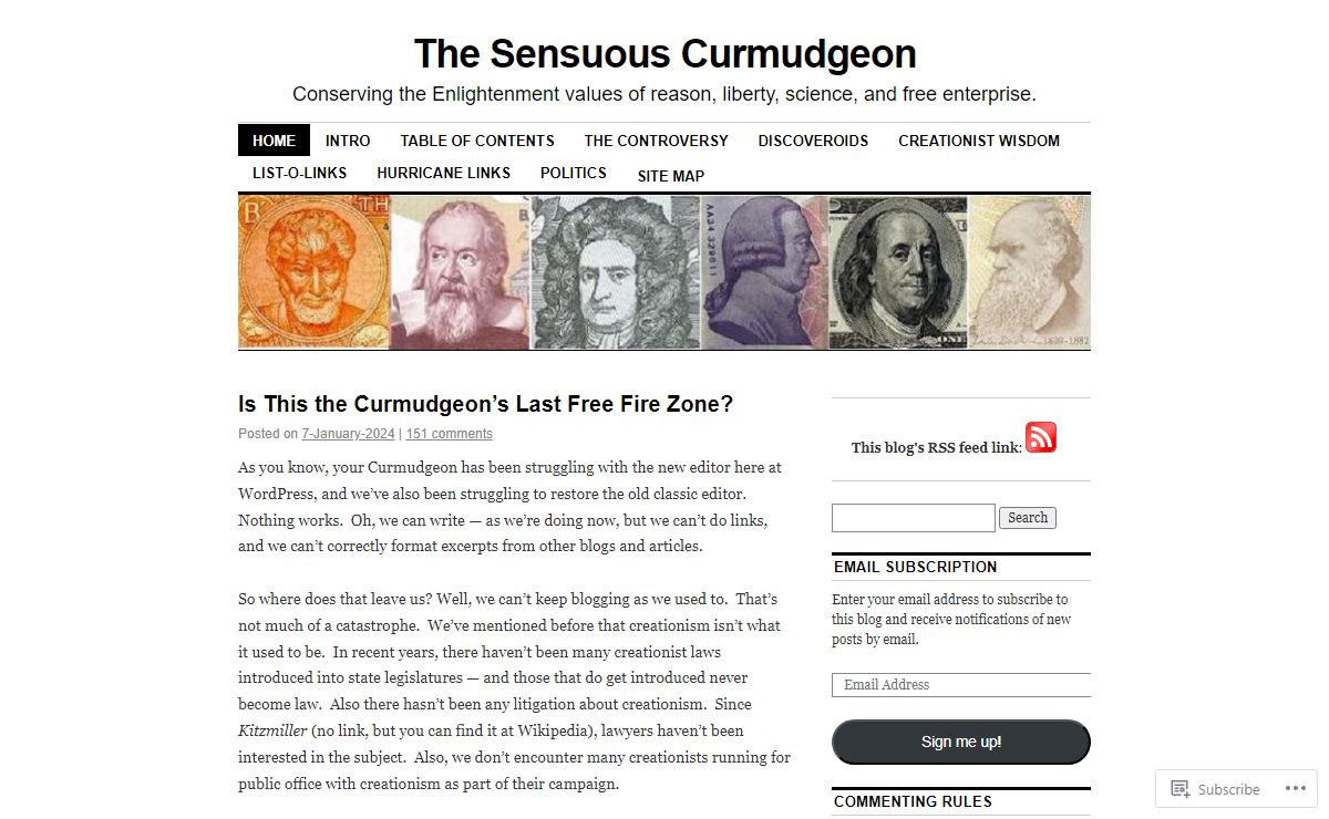 The Sensuous Curmudgeon | Conserving the Enlightenment values of reason, liberty, science, and free enterprise.