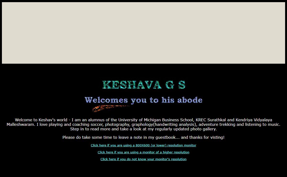 Keshav welcomes you to his abode on the net