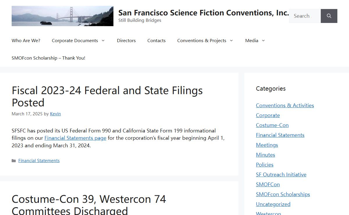 San Francisco Science Fiction Conventions, Inc. – Still Building Bridges