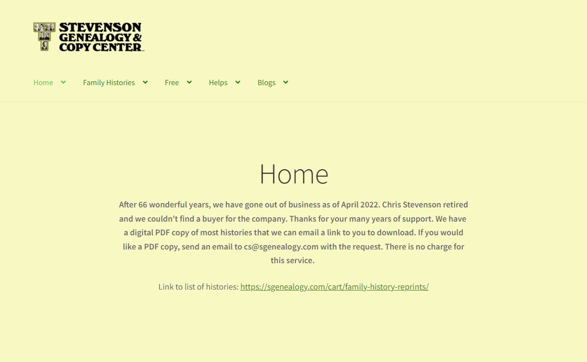 Stevenson Genealogy & Copy Center L.L.C. – Family History Is Our Passion