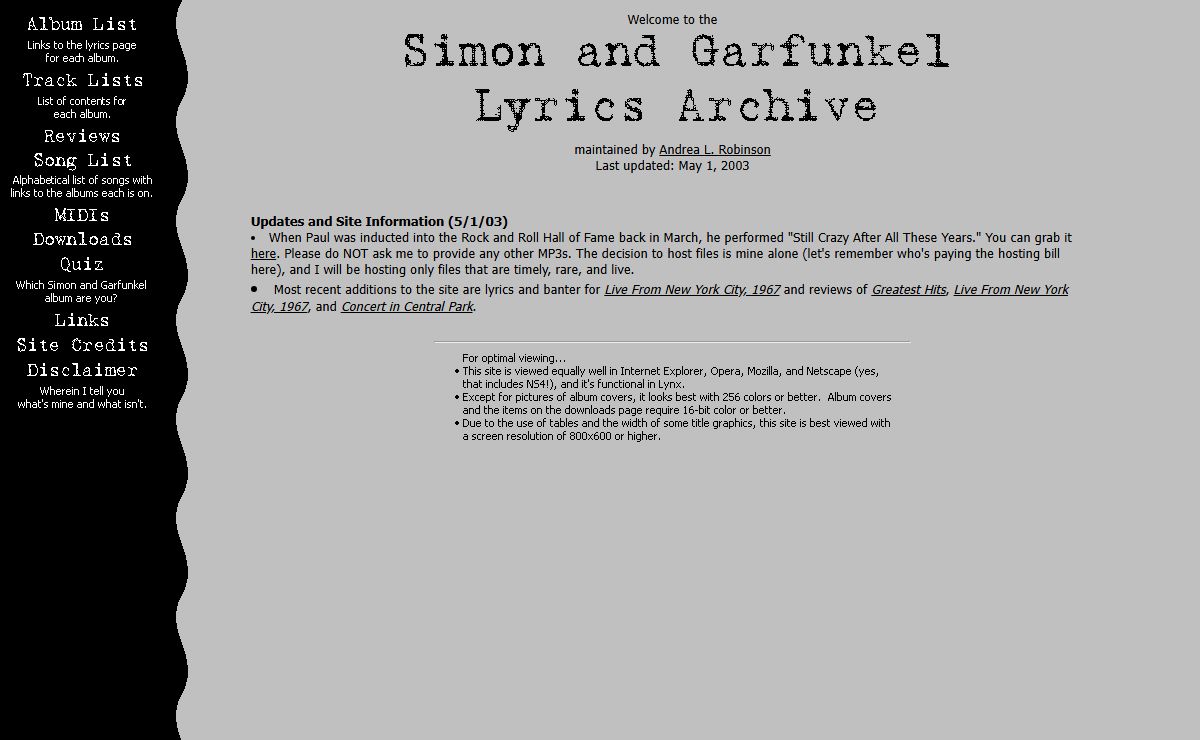 The Simon and Garfunkel Lyrics Archive ::::: Version 3.0