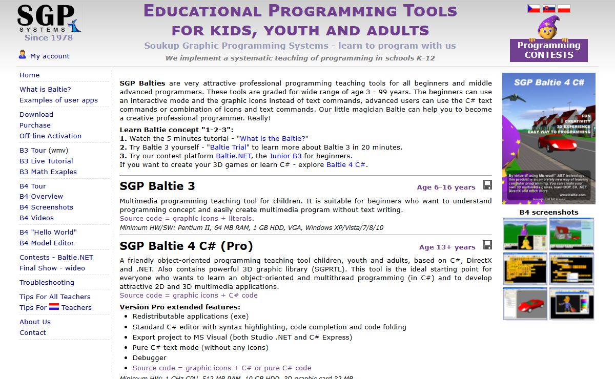 SGP Systems - Baltie C# 3D Game visual programming teaching tools for kids, children, youth and adults