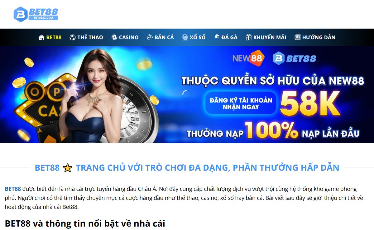 BET88 ⭐️ TRANG CHỦ VỚI TRÒ CHƠI ĐA DẠNG, PHẦN THƯỞNG HẤP DẪN
