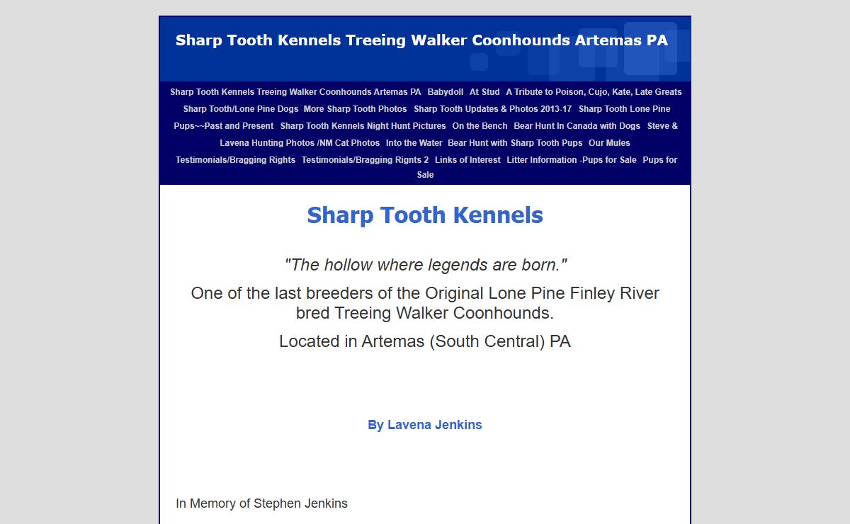 Sharp Tooth Kennels Treeing Walker Coonhounds Artemas PA