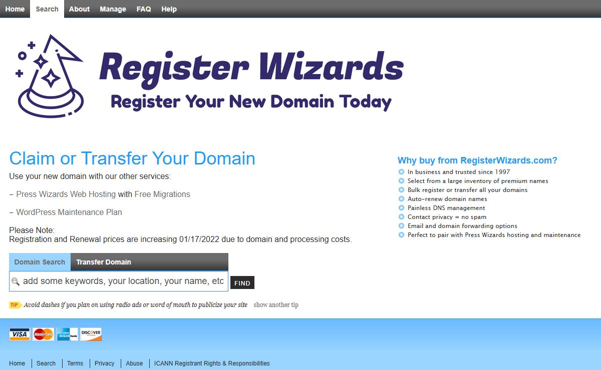 Welcome to RegisterWizards.com
