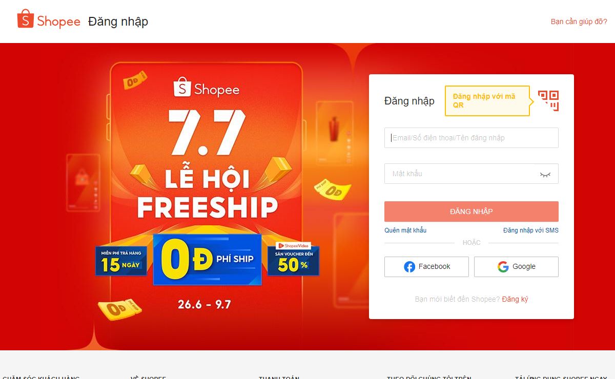 Đăng nhập tài khoản - Mua sắm Online | Shopee Việt Nam