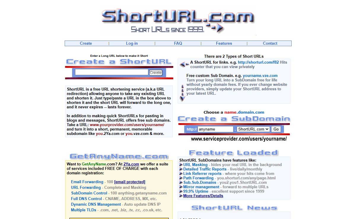 shortURL.com - Shortening URLs since 1999