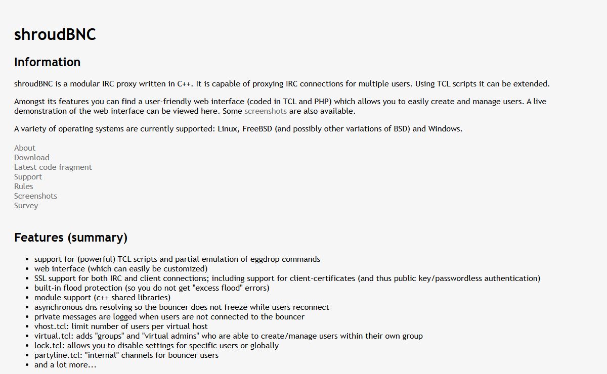 shroudBNC - an IRC proxy
