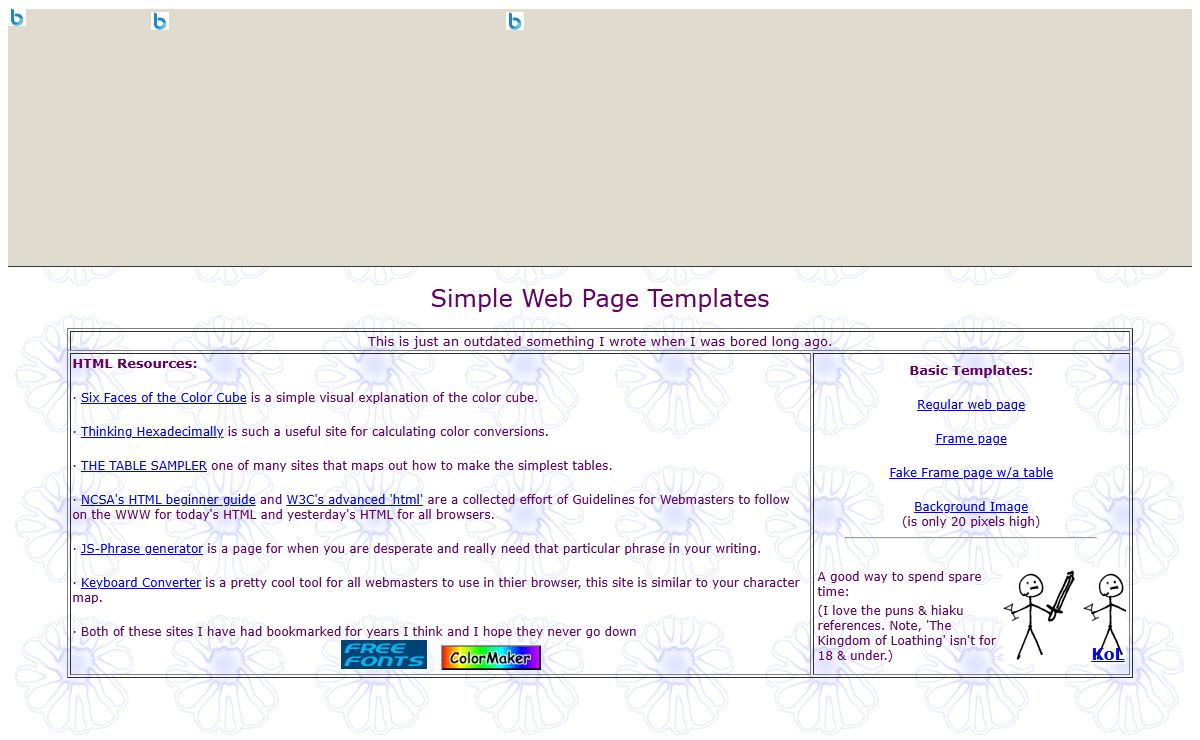 Simple Web Page Templates