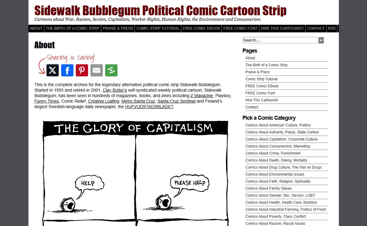 Sidewalk Bubblegum Political Comic Cartoon Strip by Clay Butler