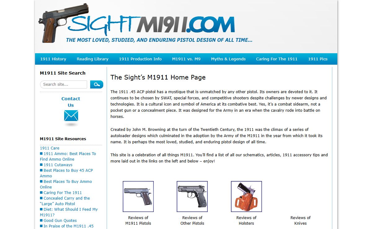 The Sight M1911A1 - The Sight's M1911 .45 ACP Site