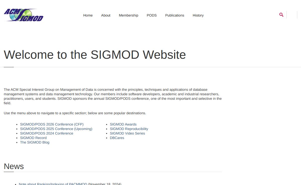 SIGMOD Website