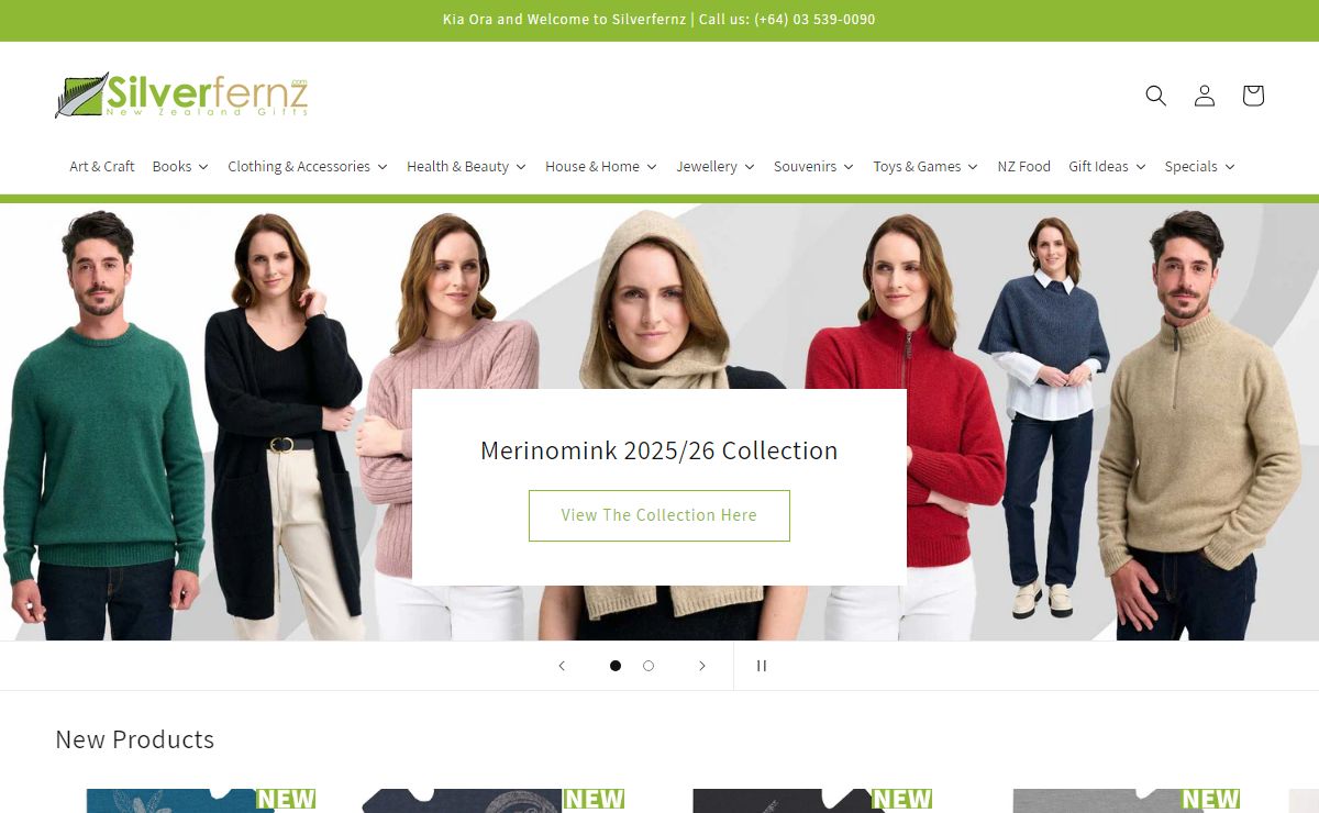 Silverfernz.com Shop For New Zealand Gifts, Skincare & Jewellery
