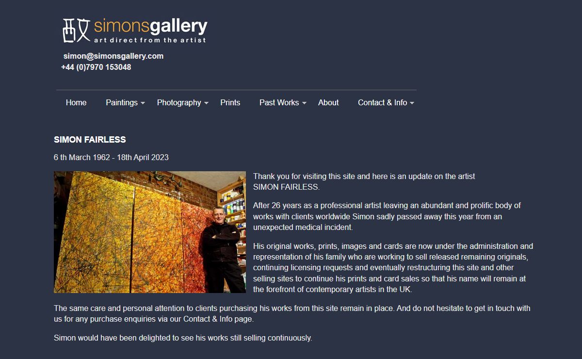 Online Art Gallery - art direct from the artist Simon Fairless