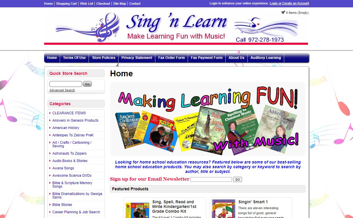 Sing 'n Learn homeschooling reading math history curriculum - Sing'nLearn -Homeschool curriculum
