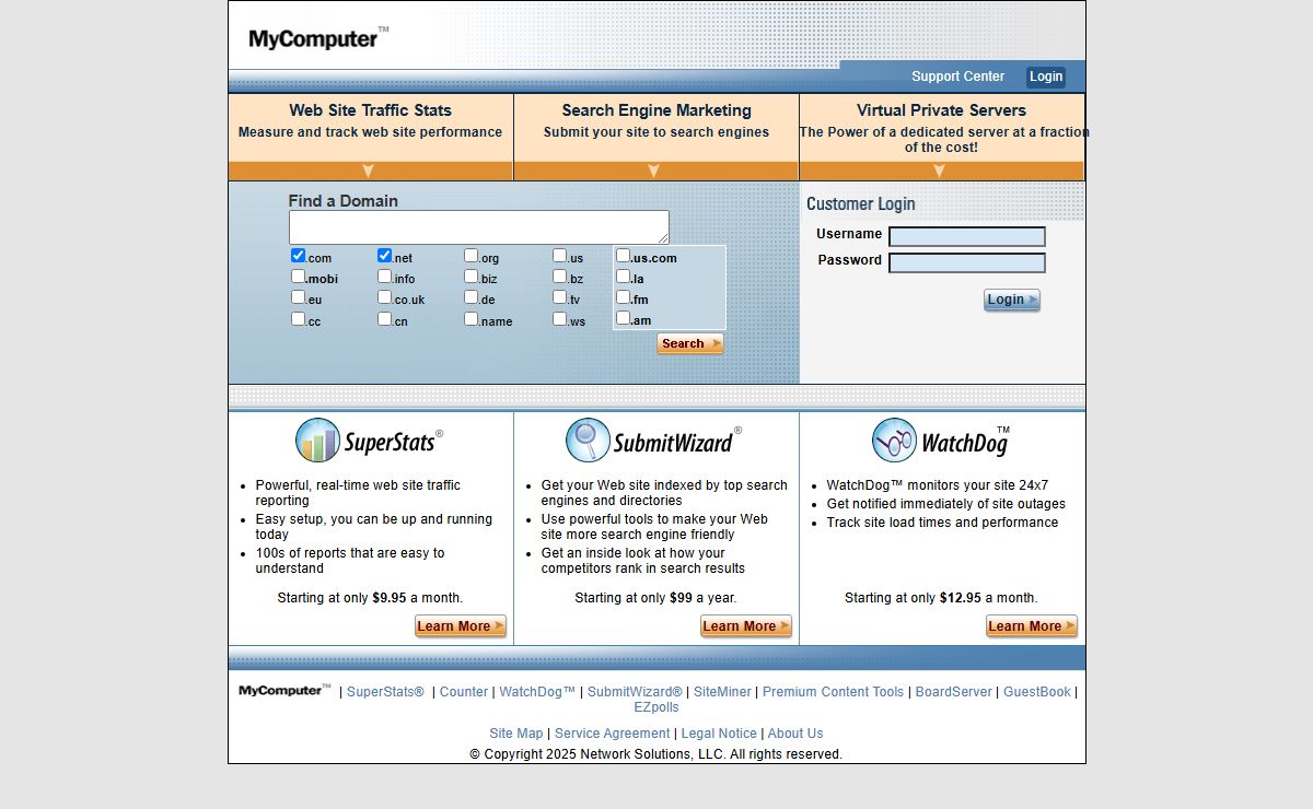 Utilize the powerful webmaster tools from MyComputer™.com and Network Solutions