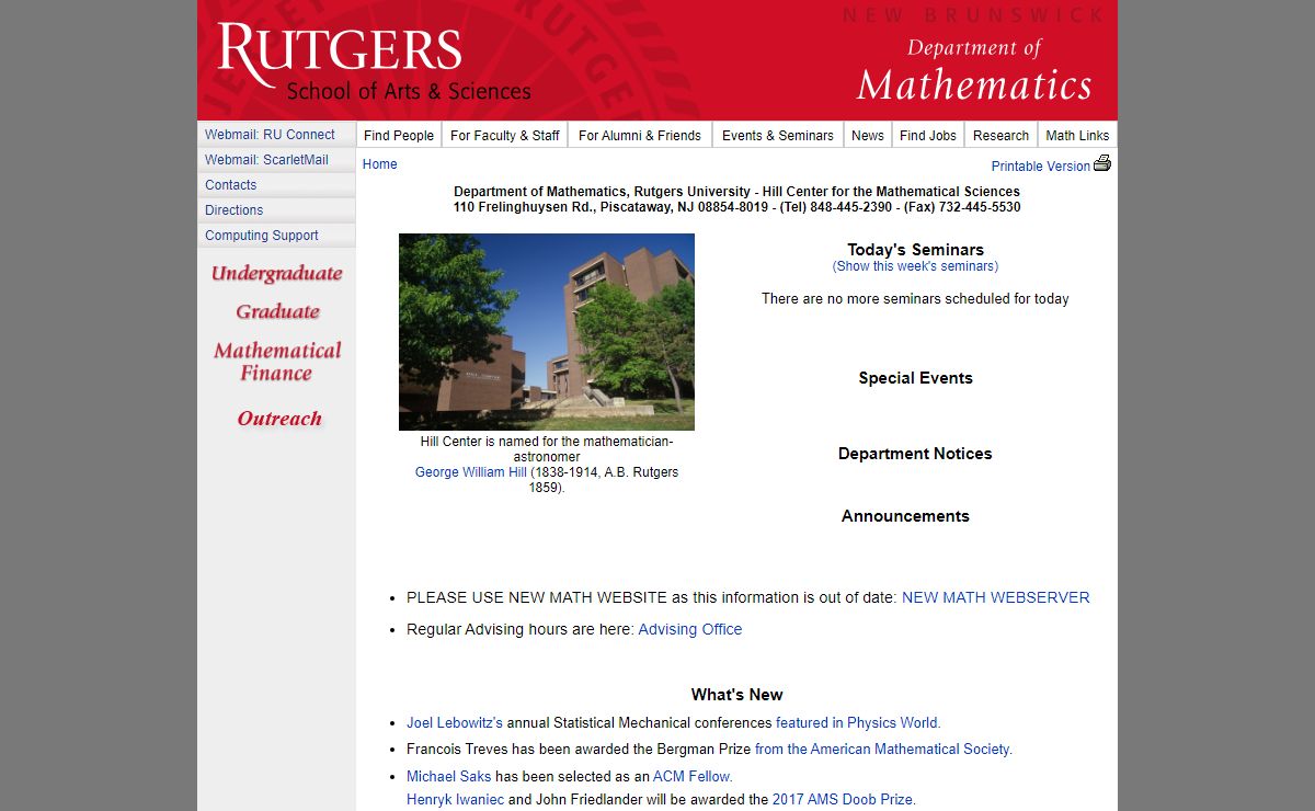 Mathematics Department - Welcome