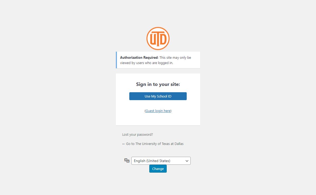Log In ‹ The University of Texas at Dallas — WordPress