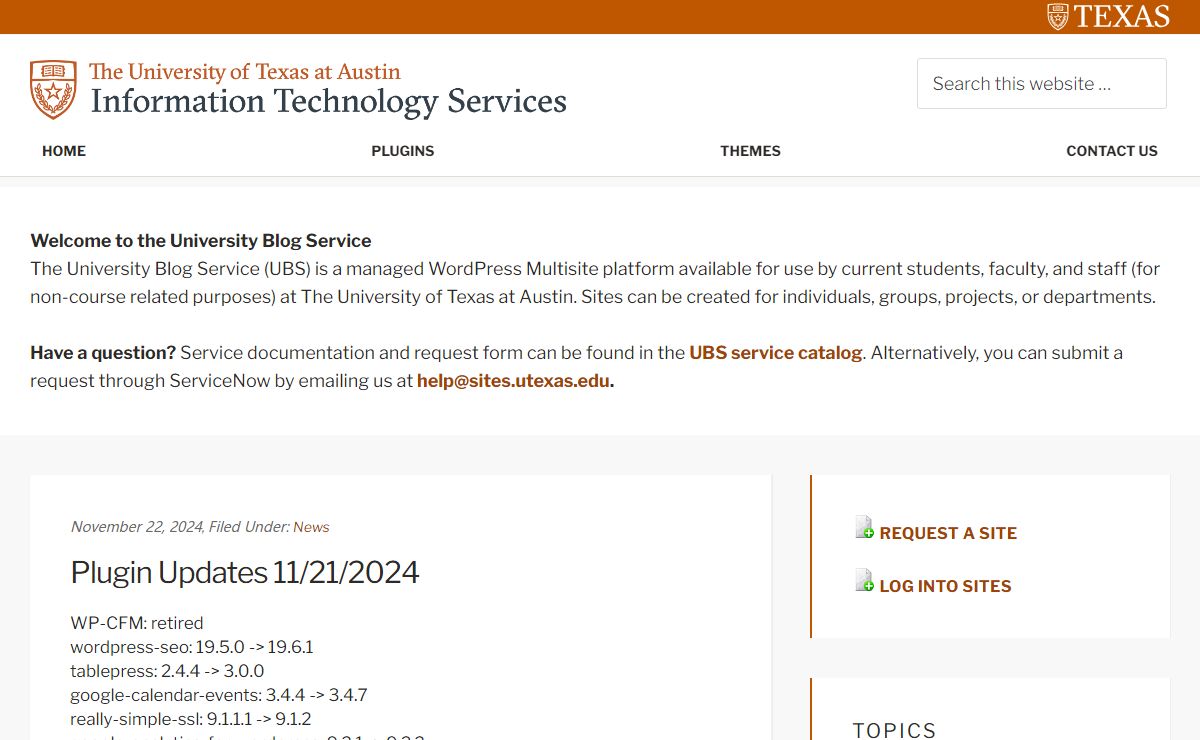 University Blog Service – University of Texas at Austin