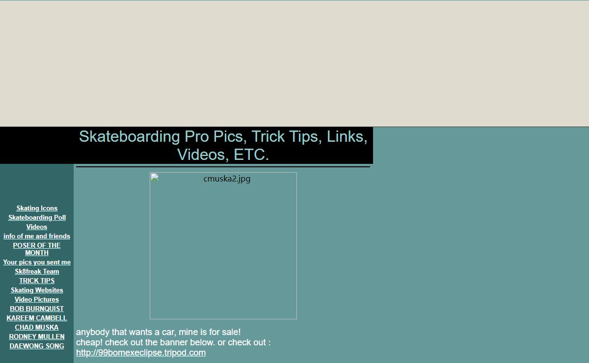 Skateboarding Pro Pics, Trick Tips, Links, Videos, ETC.