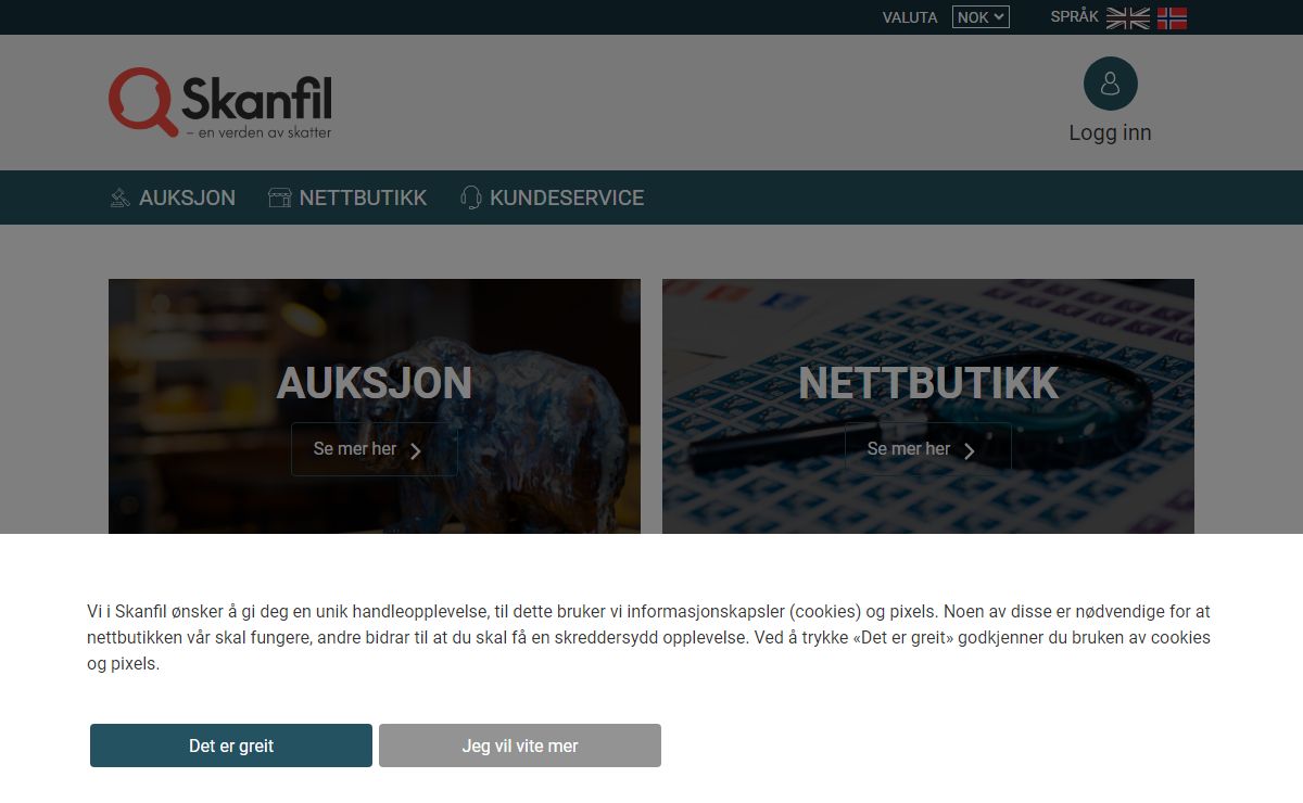 Auksjon av samleobjekter og nettbutikk | Skanfil