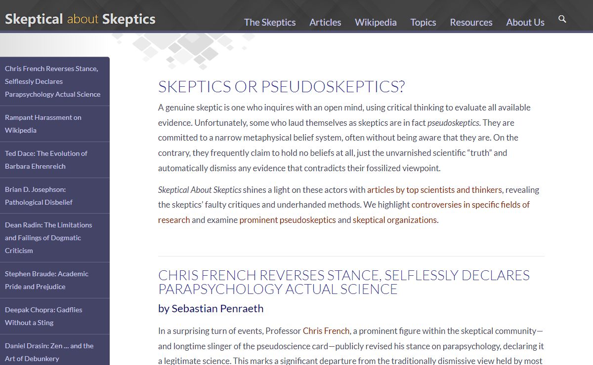 Skeptical About Skeptics