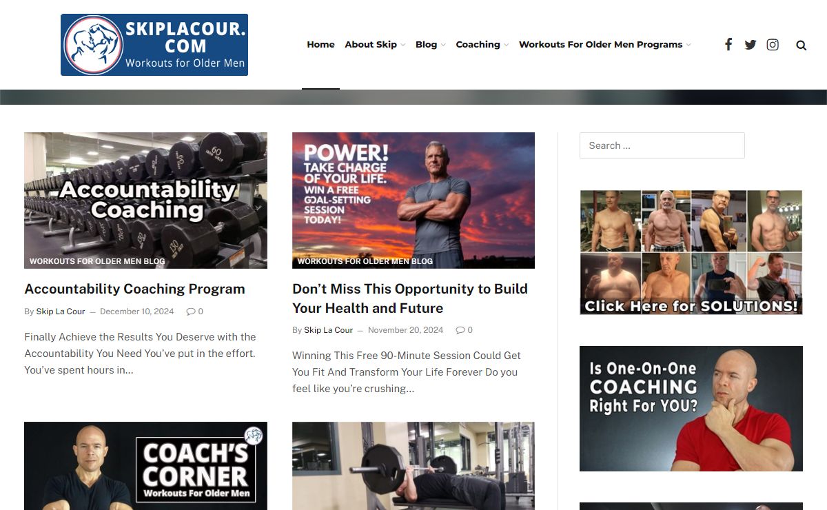 SkipLaCour.com - Workouts For Older Men, workouts, bodybuilding, fitness, motivation, Age Optimization System