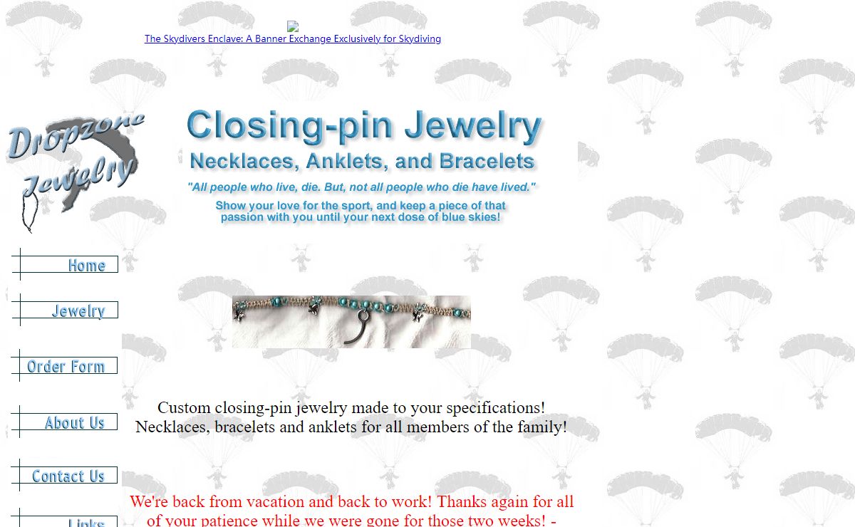Dropzone Jewelry.com - Customized Skydiving Jewelry
