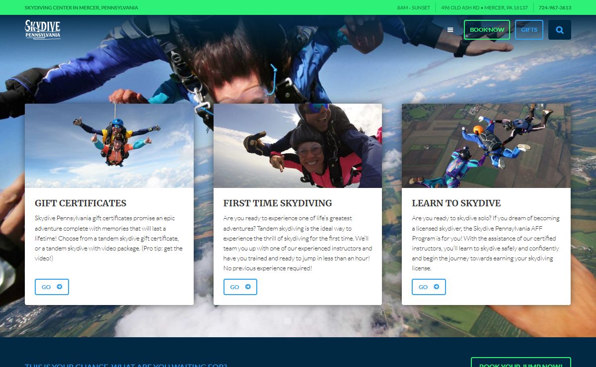 Skydive Pennsylvania | Skydiving Pittsburgh and Erie, PA