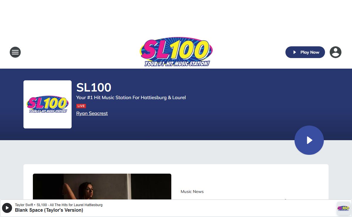 SL100 - Your #1 Hit Music Station For Hattiesburg & Laurel