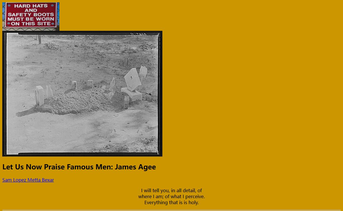 Let Us Now Praise Famous Men: James Agee