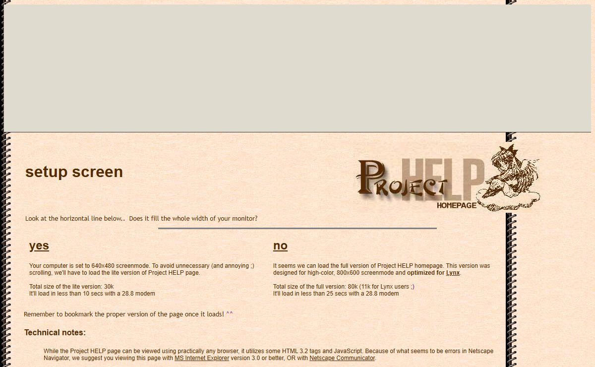 Project HELP (setup screen)
