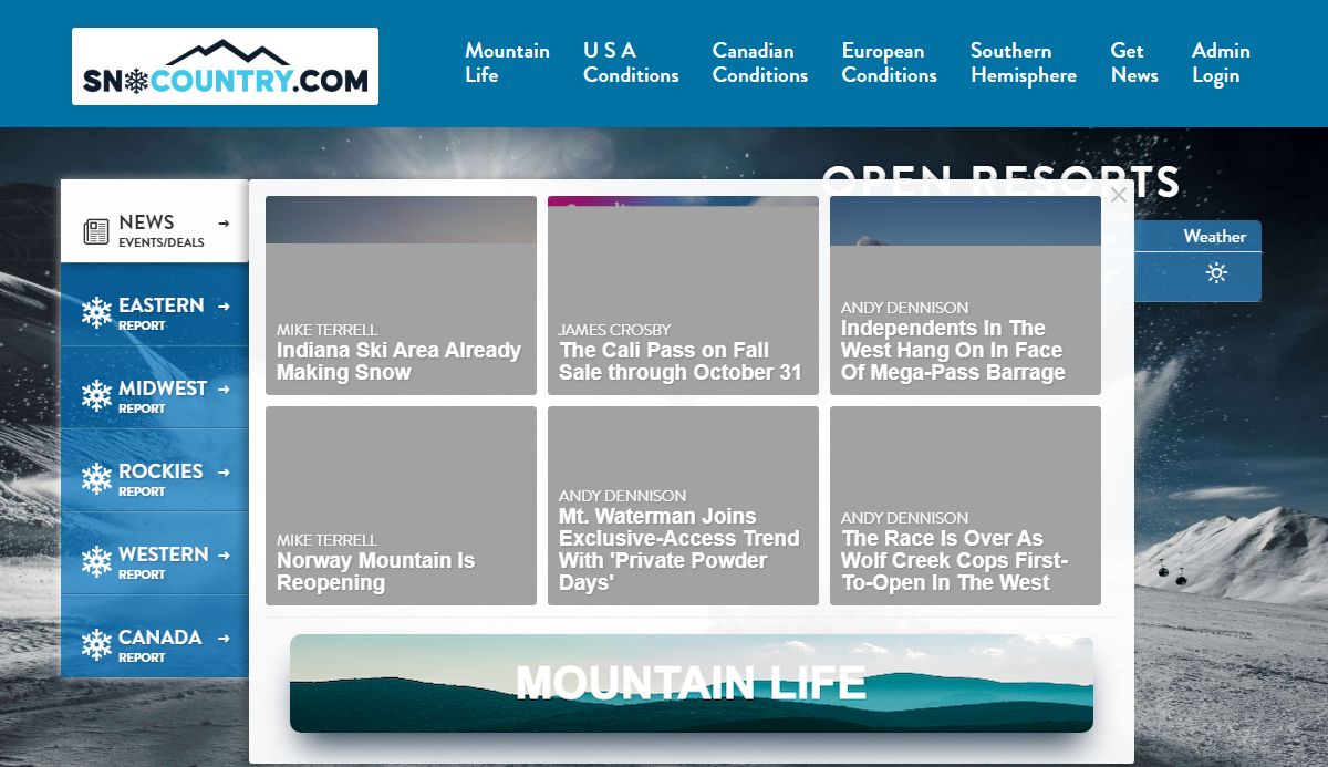 SnoCountry | Snow Reports | Weather Conditions | Resorts | SnoCountry