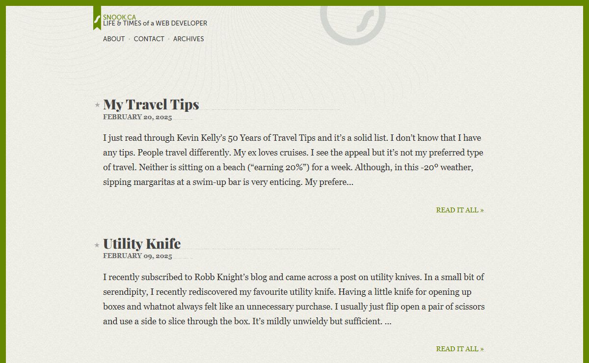 Snook.ca: Life & Times of a Web Developer.