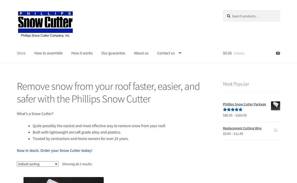 The Phillips Snow Cutter makes snow removal quick and easy – Quite possibly the easiest and most effective way to remove snow from your roof.