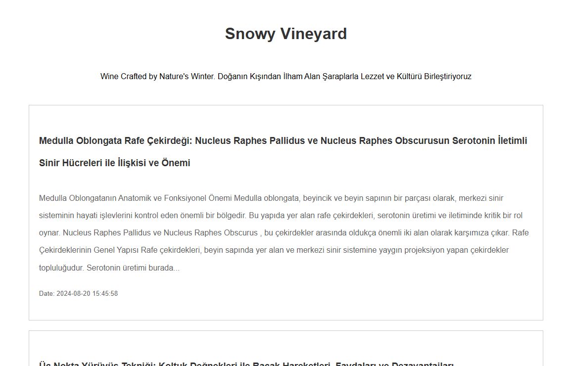 Snowy Vineyard - Doğanın Kışından İlham Alan Şaraplarla Lezzet ve Kültürü Birleştiriyoruz