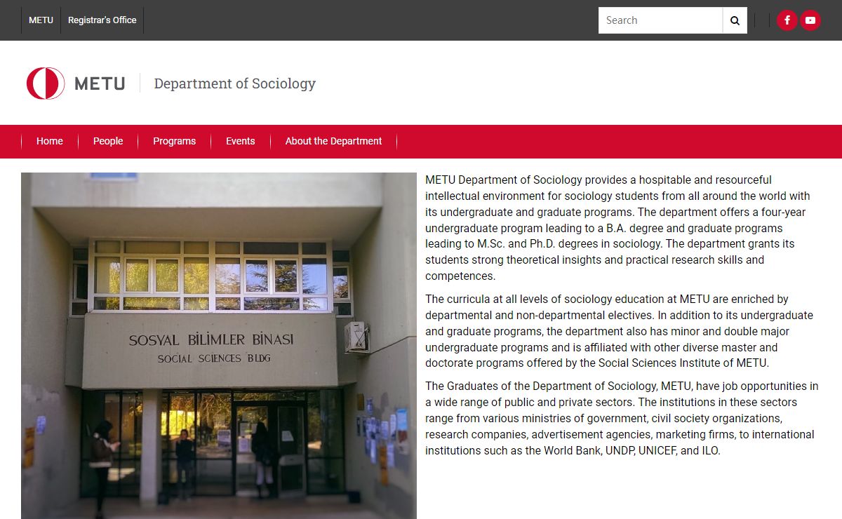Department of Sociology | Middle East Technical University Department of Sociology