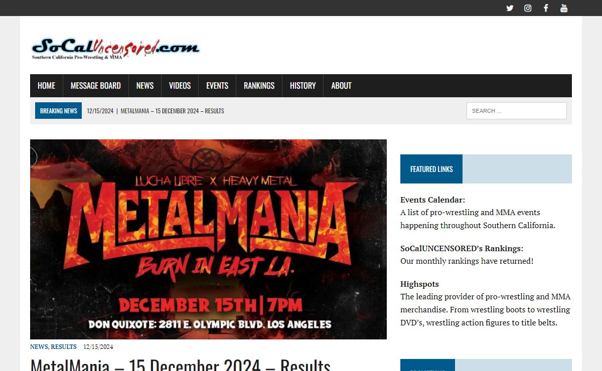 SoCalUNCENSORED.com | Southern California Professional Wrestling and MMA News, Analysis, and Results