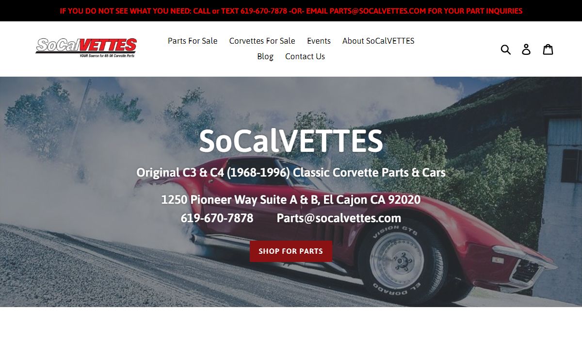 SoCalVETTES Classic Corvette Parts And Cars