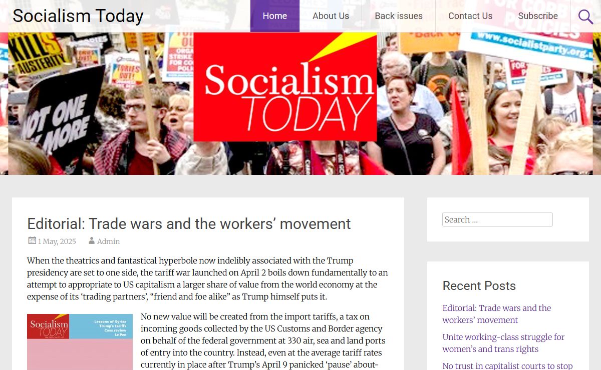 Socialism Today – Socialist Party magazine