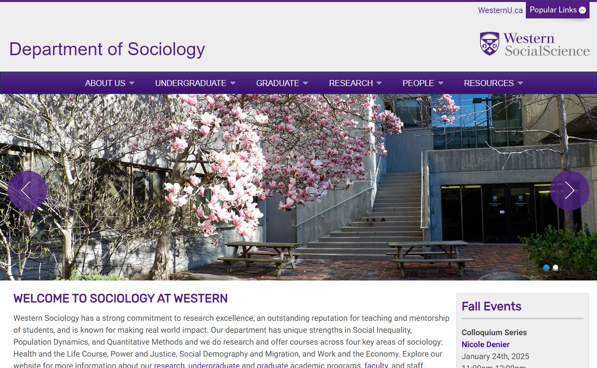 Sociology homepage, Social Science - Western University