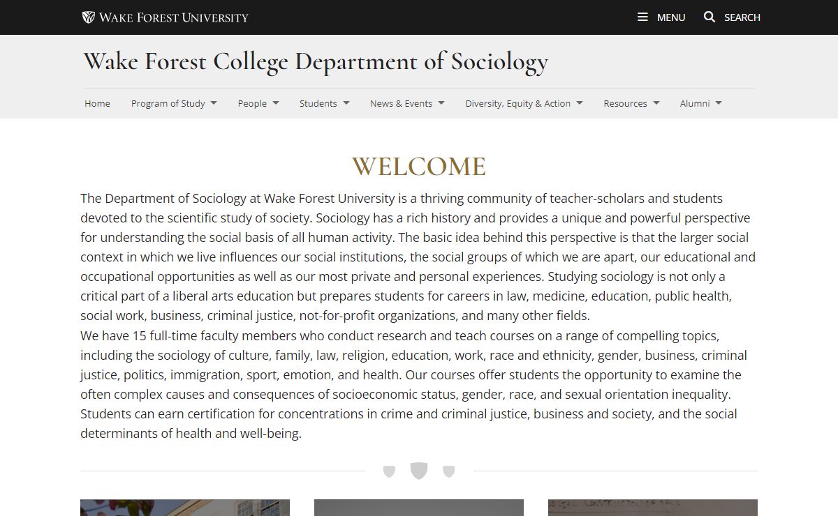 Home | Wake Forest College Department of Sociology | Wake Forest University