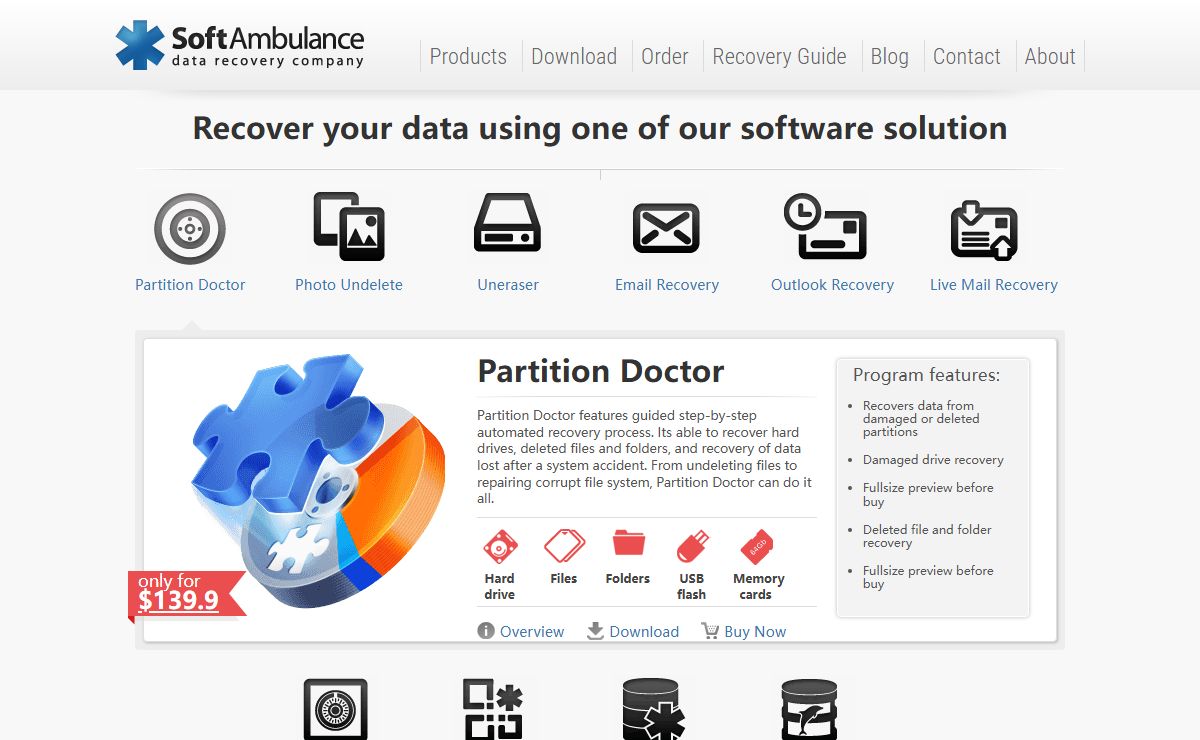SoftAmbulance: Recover lost Disks, Photos, Partitions, Emails, Video and Databases