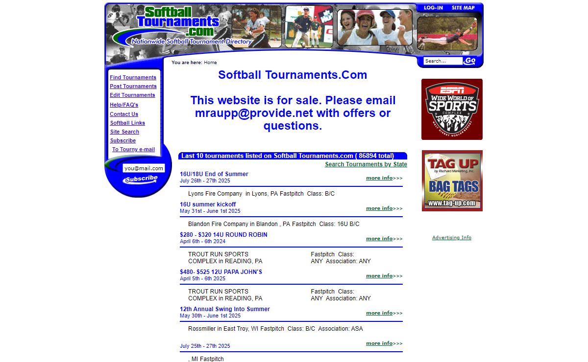 Welcome to Softball Tournaments .com! Softball tournament listing directory for the US and Canada.