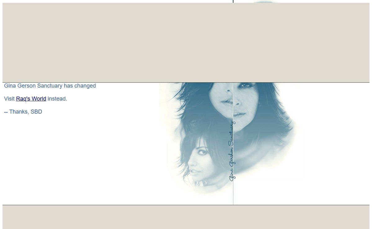 Raq's World - Gina Gershon Sanctuary