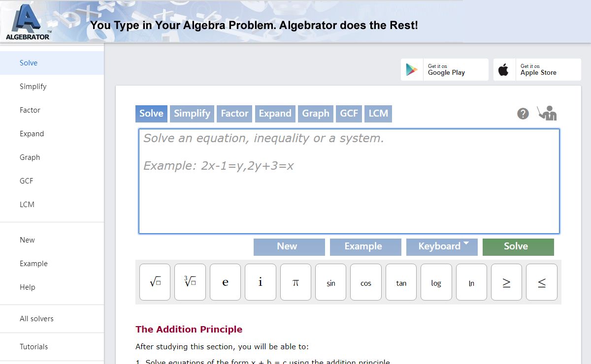 Solve - Equations and Inequalities