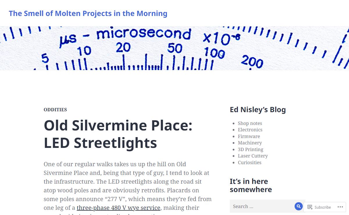 The Smell of Molten Projects in the Morning – Ed Nisley's Blog: shop notes, electronics, firmware, machinery, 3D printing, and curiosities