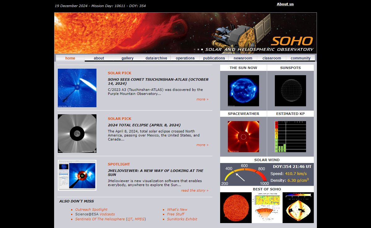 Solar and Heliospheric Observatory Homepage